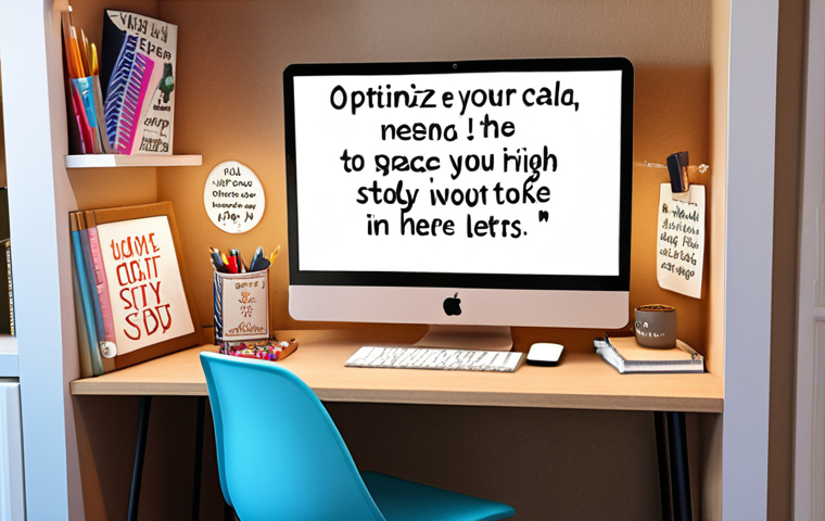 **A cozy and personalized study space. Bright lighting, a comfortable chair, and a tidy desk decorated with motivational quotes and goals written on a notebook. Digital tools like a laptop or tablet are also present.** (This image represents the "Optimize Your Study Area" section.)